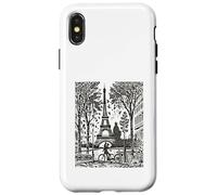 Paris Avenue to the Eiffel Tower in France Woodblock French Case for iPhone X/XS