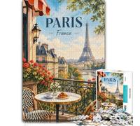 Paris Balcony View Eiffel Tower Jigsaw 1000pcs (38x26cm) for Adults | For a patient pastime, this adult jigsaw puzzle with 1000 pieces fits quiet evenings and weekends.