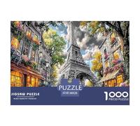 Paris Balloons 1000 Piece Puzzle for Adults & Kids | Detailed - Eiffel Tower with Paris Buildings Recycled Paper Educational Game Decompression38x26cm/1000pcs