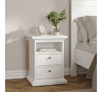 Paris Bedside Cabinet - 2 Drawer - White