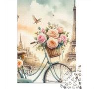 Paris Bike Roses1000 Piece Thick Cardboard Peace Dove Jigsaw Puzzle Multi Pack Adults Kids Challenging Difficult Brain Teaser Home Leisure Activity Gift 52x38cm/1000pcs