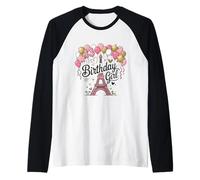 Paris Birthday Girl Eiffel Tower Party Kids 13 Year Old Raglan Baseball Tee