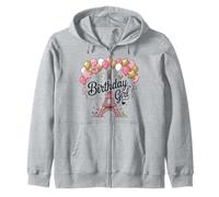 Paris Birthday Girl Eiffel Tower Party Kids 5 Year Old Zip Hoodie