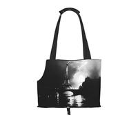 Paris Black Printed Portable Foldable pet Shoulder Bag, Suitable for Carrying Small Pets