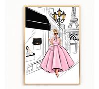 paris boutique fashion Print Picture Poster Gift A4 UNFRAMED 1 wall art Home decor Decorating bedroom girls trendy beauty eiffel tower pink shopping dress