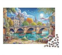 Paris Bridge Scene 1000 Piece Durable Chipboard Paris Bridge Jigsaw for Kids 12+ Easy Grip Pieces Stocking Filler Multi-age Suitable Premium Quality 38x26cm/1000pcs