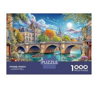 Paris Bridge Scene Jigsaw Puzzle 1000 Pieces Paris Canal Bridge Paper Jigsaw for Focus, Stress Relief And Family Leisure Time 38x26cm/1000pcs