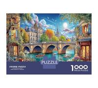 Paris Bridge Scene Jigsaw Puzzle Venice Canal 1000 Pieces Cardboard for Adults & Kids Hard Challenge Decompression Gift 38x26cm/1000pcs