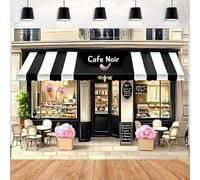 Paris Cafe Birthday Party Photo Backdrop for Girls Floral French Parisian Cafe Tea Party Background Bakery Buffet Decorative Photography Backdrop Cake Table Decor Banner (A, 9x6feet)