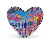 Paris Cafe Neon Night Lapel Pin Heart Metal Brooch Pin with Secure Pinback Fashion Button Badge for Clothing, Hats, Bags Decoration