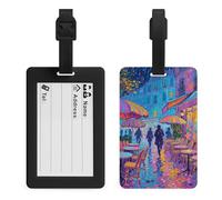 Paris Cafe Neon Night Luggage Tags for Suitcases Personalized Luggage Tags Business Card Holder Travel ID Bag Tag with Address Card Quick Spot Baggage Identifier for Carry On