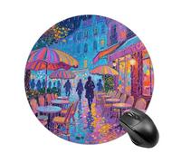 Paris Cafe Neon Night Round Mouse Pads Non-Slip Rubber Base Mouse Mat Cute Mousepad Funny Computer Desk Accessories for Office Home Gaming Work 7.8 X7.8 Inch