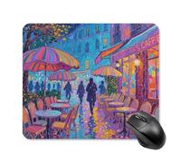 Paris Cafe Neon Night Square Mouse Pads Non-Slip Rubber Base Mouse Mat Cute Mousepad Funny Computer Desk Accessories for Office Home Gaming Work 25 * 30cm