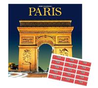 Paris Calendar 2026 | 16 months | with FREE Organisational Stickers, Paris Views Gift
