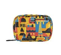 Paris Castel Abstract Style Colorful Medicine Bag Organizer with Detachable Compartments Convenient Portable Pill Organizer for Purse