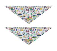 Paris Castel Childish Doodles seasonal dog bandanas Unique Shape Adjustable Fit Triangle Bibs Kerchief Set Cute Pet Accessories for Dogs Cats L