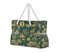 Paris Castel Emerald Green Sandproof Totes For Work with side pocketes Work Tote Bag with cup holders on the side