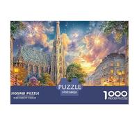 Paris Cathedral Scene Recycled Cardboard 1000 Piece Jigsaw Puzzle for Puzzle City Night Enthusiasts Classic Educational Games 38x26cm/1000pcs