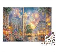 Paris Cathedral Scene Sustainable 1000 Pieces Jigsaw Puzzle Paris Cathedral River Recycled Paper for Adults | Gift for Families 38x26cm/1000pcs