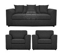 Paris Charcoal Boucle Fabric 3 Piece Sofa Suite 3 1 1 Scatter Furnishings For Less UK Charcoal 3 Pack
