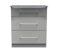 Paris Chest of Drawers Grey 3 Drawers 77cm