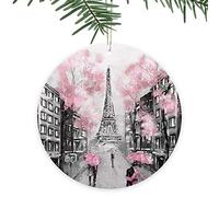 Paris Christmas Ornament,France Eiffel Tower,Funny Holiday Keepsake Xmas Tree Hanging Decor,Gift for Friends,Family