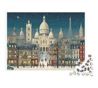 Paris Christmas Scene Colourful Paris Church 1000 Pieces Jigsaw Puzzles Adults Fun Brainteasing Home Activity 38x26cm/1000pcs