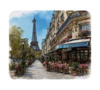 Paris City Cafe Eiffer Tower Mouse Mat Durable Desk Mat With Stitched Edges Mousemat For Studying Pc Office 25X30Cm
