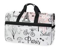 Paris City Romance Travel Duffel Bag for Men Women Boys Girls Teens,Oversized Sports Gym Bag with Shoes Compartment Overnight Weekend Yoga Workout Bag Training Handbag