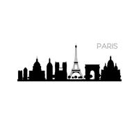 Paris City Skyline and Silhouette with Reflections Fine Carving Decals 42x115.1cm Waterproof Black