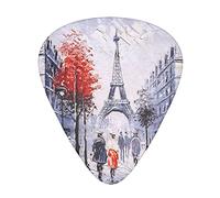 Paris City Tree Eiffel Tower Art Advanced guitar pick 12 pieces Three thicknesses for bass, electric guitar, acoustic guitar bag