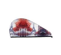 Paris City Tree Eiffel Tower Art Bath Shower Cap for Women Coral Velvet Dry Hair Cap Absorbent Fast Drying Towels