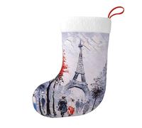 Paris City Tree Eiffel Tower Art Christmas Stocking, Candy Gift Bags, Hanging Stocking Ornament, Christmas Decorations