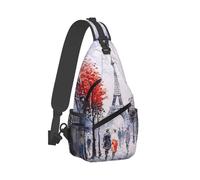 Paris City Tree Eiffel Tower Art Cross Chest Bag Diagonally Sling Bag Crossbody Shoulder Bag Travel Hiking Daypack For Men Women