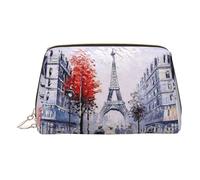 Paris City Tree Eiffel Tower Art Leather Toiletry Organizer Bag, Travel-Friendly Makeup Pouch for Women