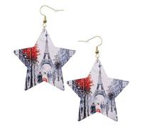Paris City Tree Eiffel Tower Art Party Earrings for Women, Sparkling Star Dangle Earrings, Fashion Drop Jewelry for Night Out