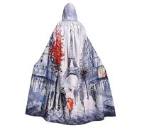 Paris City Tree Eiffel Tower Art Print Adult Halloween Hooded Cloak,Decorative Cape For Parties,Cosplay,And Festivals