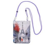 Paris City Tree Eiffel Tower Art Print Crossbody Bag For Women, Mini Phone Purses, Cute Phone Wallet, For Hiking Travel Gift