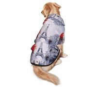 Paris City Tree Eiffel Tower Art Print Dog Hoodie Pet Sweatshirt, Warm, Soft And Breathable Hooded Clothes For Medium To Large Dogs, Easy-To-Wear Design, For Winter And Fall