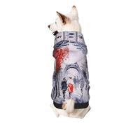 Paris City Tree Eiffel Tower Art Print Dog Hoodie Sweatshirt For Small Dogs, Warm, Soft And Breathable Pet Clothes, Easy To Wear Jumper For Winter And Fall Warm