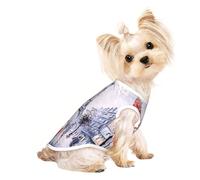 Paris City Tree Eiffel Tower Art print Dog Shirts for Small Dogs Stretchy T-Shirts Lightweight Tank Top Sleeveless Striped Vest