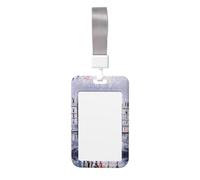 Paris City Tree Eiffel Tower Art Print Id Card Holder,Badge Holder with Lanyard,Work Pass Protector for Office Staff School Nurse