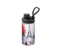 Paris City Tree Eiffel Tower Art Print Insulated Metal Water Bottle, 12 Oz Stainless Steel Space Sport Bottle Keeps Cold and Hot