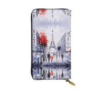 Paris City Tree Eiffel Tower Art Print Leather Long Clutch Wallet for Women – Fashionable with Multiple Card Slots, Coin Pocket, Black, One Size
