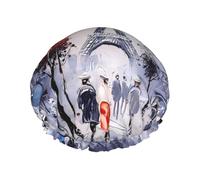 Paris City Tree Eiffel Tower Art Print Shower Cap – Reusable, Double Layer, with Elastic Band – Perfect for Home, Spa, Hotel, and Travel