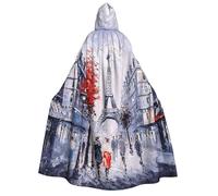 Paris City Tree Eiffel Tower Art print Unisex Medieval Viking Hooded Cape Cloak for Halloween Cosplay, Christmas Party Costume Outfits
