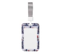 Paris City Tree Eiffel Tower Art Printed Id Badge Holder with Neck Strap Vertical Waterproof Name Card Holder for Office School