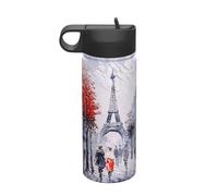 Paris City Tree Eiffel Tower Art Printing Camping Hiking Hydration Canteens Leak Proof Vacuum Insulated Stainless Steel 18oz