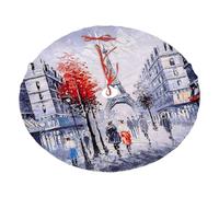 Paris City Tree Eiffel Tower Art Printing Christmas Tree Skirt With 3 Red Rope Ties Xmas Trees Mat Soft Farmhouse Holiday Decoration