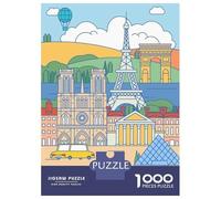 Paris Cityscape Illustration 1000 Piece Jigsaw Puzzle, Romantic City Break Scene, Thick Cardboard Pieces, Relaxing Challenge for Puzzle Lovers, Adult Puzzle, 52x38cm/1000pcs